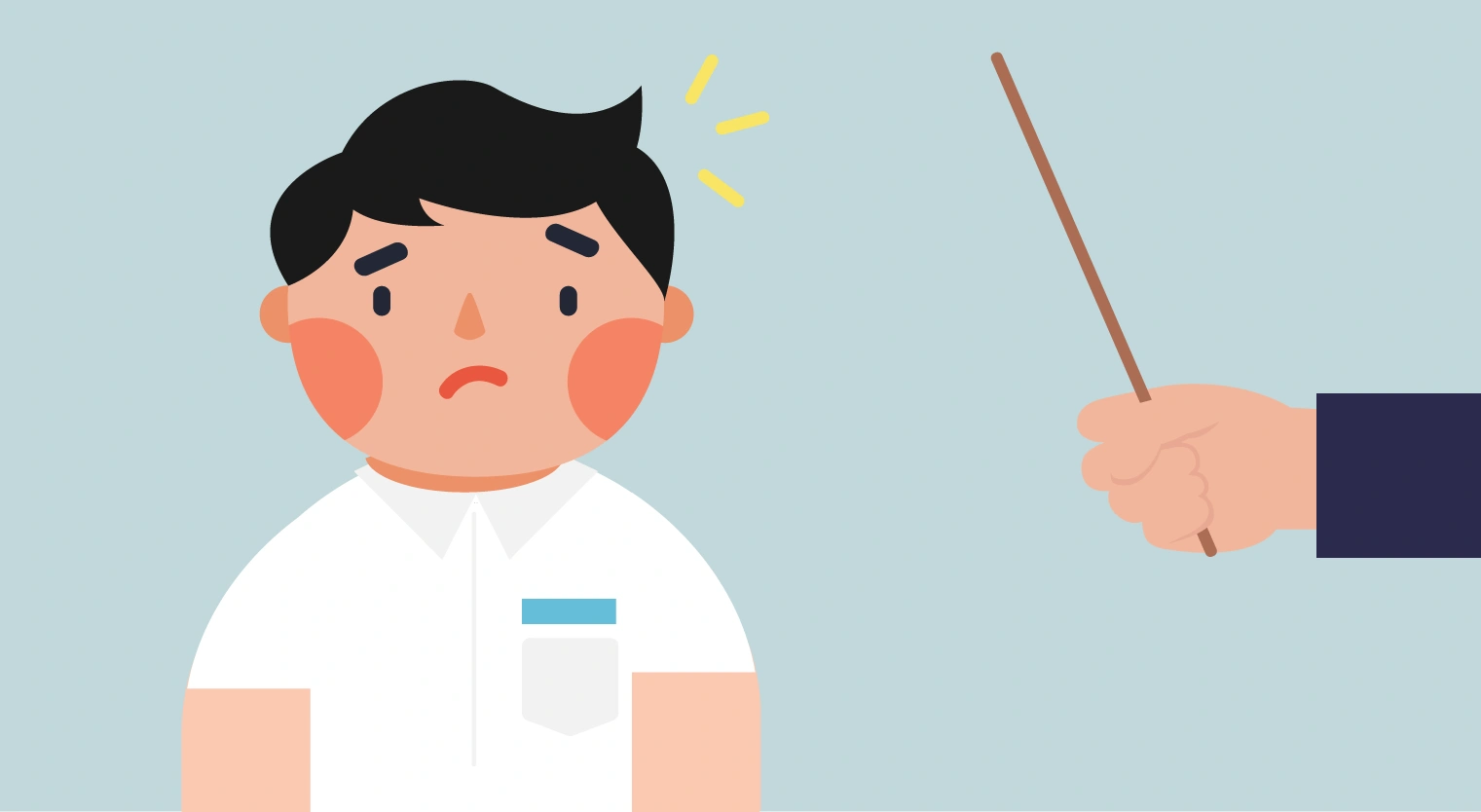 picutre of student getting bitten for his hair